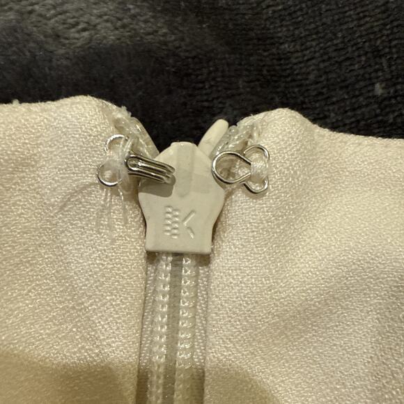 Topshop-Women's Mini Skirt-Asymmetric Hem Faux Wrap Side Tie -Ivory-US 4/UK 8 - Picture 8 of 13